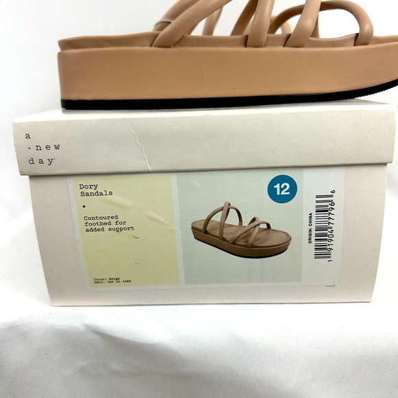Taupe/Beige A New Day 1 1/2” Platform Strappy Sandals Contoured Footbed - Picture 3 of 7